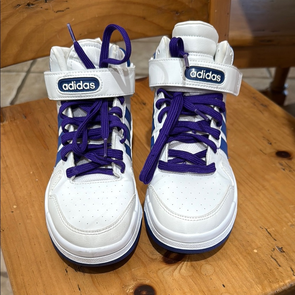 Adidas White and blue High-Top Sneakers